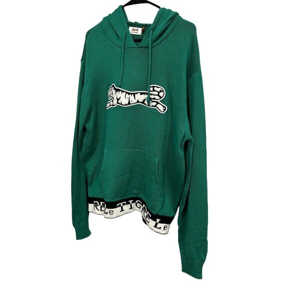 Le Tigre NWT Green Knit Hoodie Sweater Tiger Graphic Sz XXL - Picture 3 of 10